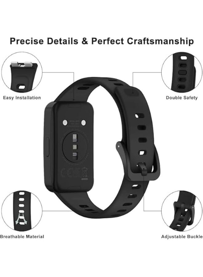 Band for Huawei Band 8/Huawei Band 9/Huawei Band 10,Adjustable Silicone Stretchy Sport Strap Women Men Replacement Wristband for Huawei Band10/Band9/Band8 (Black) - Image 3