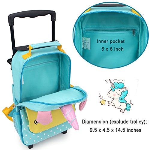 yodo Zoo 3-Way Kids Suitcase Luggage or Toddler Rolling Backpack with wheels, Small Unicorn - Image 4