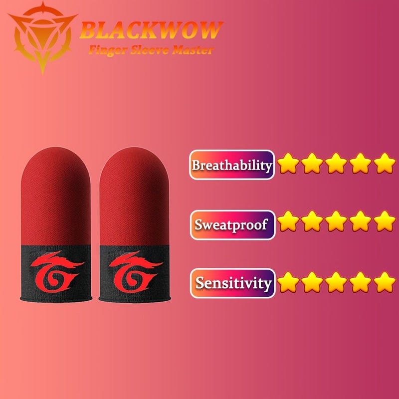 Red Gaming Finger Sleeves 2 Pairs Sweat Proof Breathable Lightweight Comfortable Enhance Gaming Experience Box - Image 2