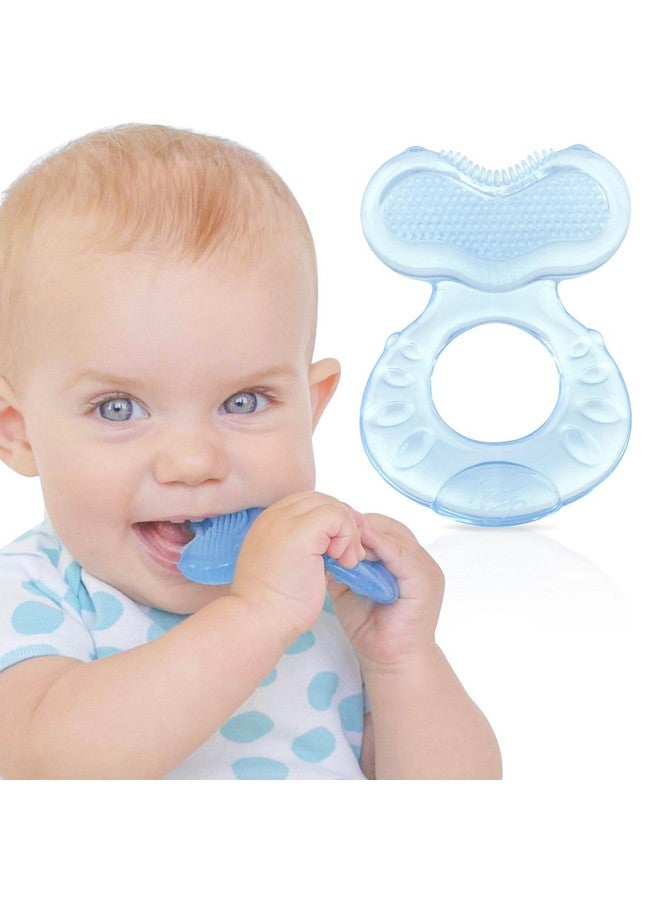 Nuby Silicone Teethe-Eez Teether With Bristles, Includes Hygienic Case, Blue - Image 1