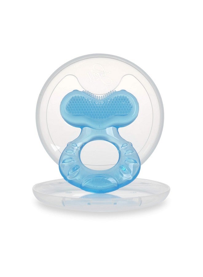 Nuby Silicone Teethe-Eez Teether With Bristles, Includes Hygienic Case, Blue - Image 2