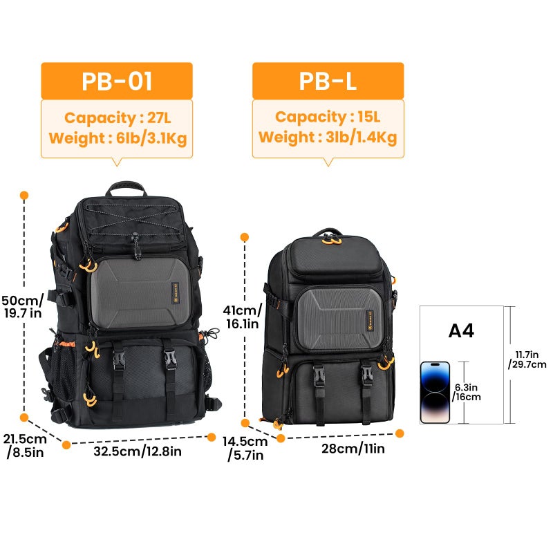 TARION 15L Camera Backpack Large Camera Bag with 15.6" Laptop Compartment & Side Access & Waterproof Raincover Outdoor Photography Hiking Travel Professional DSLR Backpack for Photographers(PBL) - Image 2