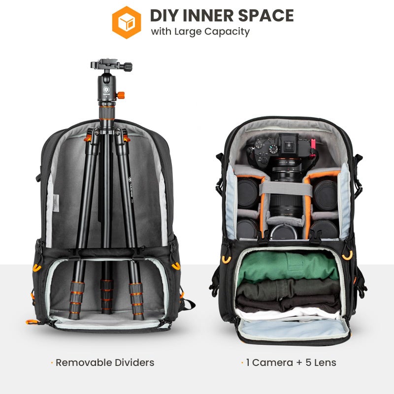 TARION 15L Camera Backpack Large Camera Bag with 15.6" Laptop Compartment & Side Access & Waterproof Raincover Outdoor Photography Hiking Travel Professional DSLR Backpack for Photographers(PBL) - Image 5