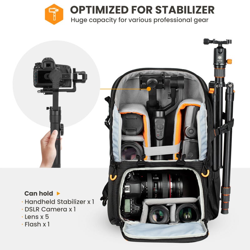 TARION 15L Camera Backpack Large Camera Bag with 15.6" Laptop Compartment & Side Access & Waterproof Raincover Outdoor Photography Hiking Travel Professional DSLR Backpack for Photographers(PBL) - Image 4