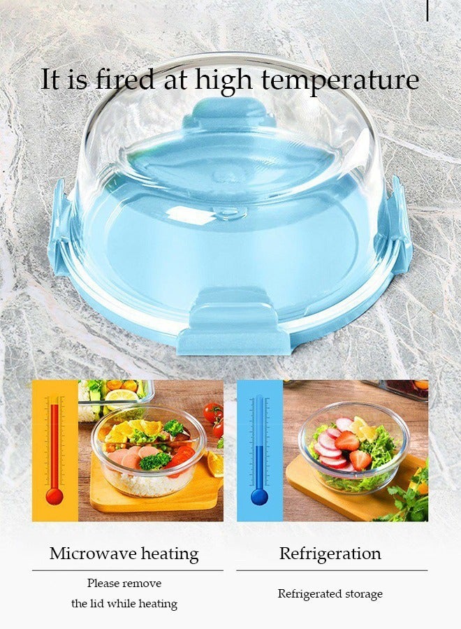 DUNISO 2 Pieces 1040ml Portable Glass Round Lunch Boxes with insulation bag, Microwave Glass Kitchen Preparation Containers, Durable Lockable Fresh-Keeping Boxes, With Insulated Bag Tableware Suitable For Children And Adults,Light Blue - Image 3