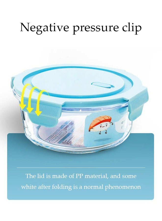 DUNISO 2 Pieces 1040ml Portable Glass Round Lunch Boxes with insulation bag, Microwave Glass Kitchen Preparation Containers, Durable Lockable Fresh-Keeping Boxes, With Insulated Bag Tableware Suitable For Children And Adults,Light Blue - Image 4