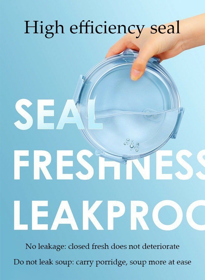 DUNISO 2 Pieces 1040ml Portable Glass Round Lunch Boxes with insulation bag, Microwave Glass Kitchen Preparation Containers, Durable Lockable Fresh-Keeping Boxes, With Insulated Bag Tableware Suitable For Children And Adults,Light Blue - Image 5