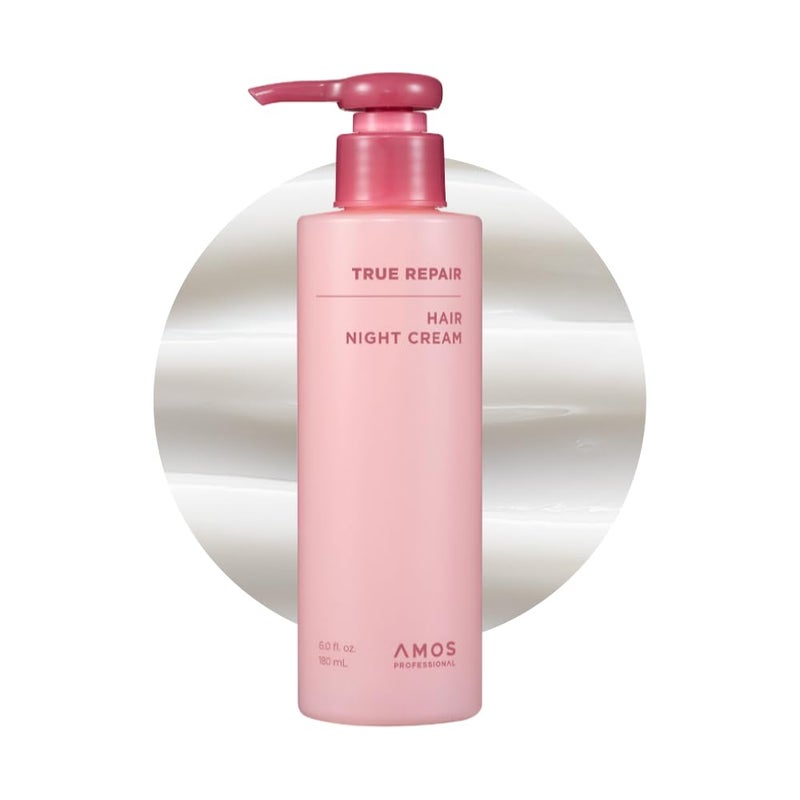 AMOS PROFESSIONAL True Repair Hair Night Cream l Overnight Hair Leave-in Conditioner, Hydrating & Deep Conditioning for Dry and Damaged Hair, 6.0 fl. oz. - Image 1