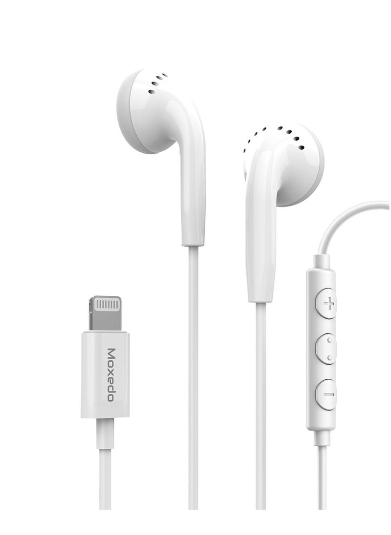 Moxedo - Moxedo Wired Stereo Earphones with In-Line Remote, Built-in Microphone Compatible for iPhone 14/13/12/11 Pro Max/X/XS Max/XR (White) - Image 1