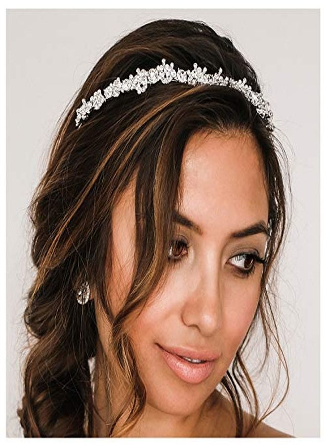 SWEETV Crystal Wedding Headband Silver Bridal Headpiece Jewelry Band Rhinestone Hairpiece Women Hair Accessories For Brides  - Image 1