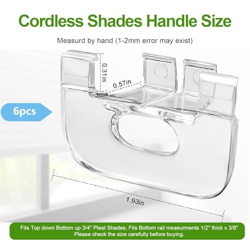 IFERLA 6 Pack Graber Bali Springs Cordless Honeycomb Shade Lift Handles(Made After 2015) - Cordless Shade Handle Bali Blinds Replacement Parts for Top Down Bottom up 3/4" Pleat Mini Blinds Cellular Shades - Image 3