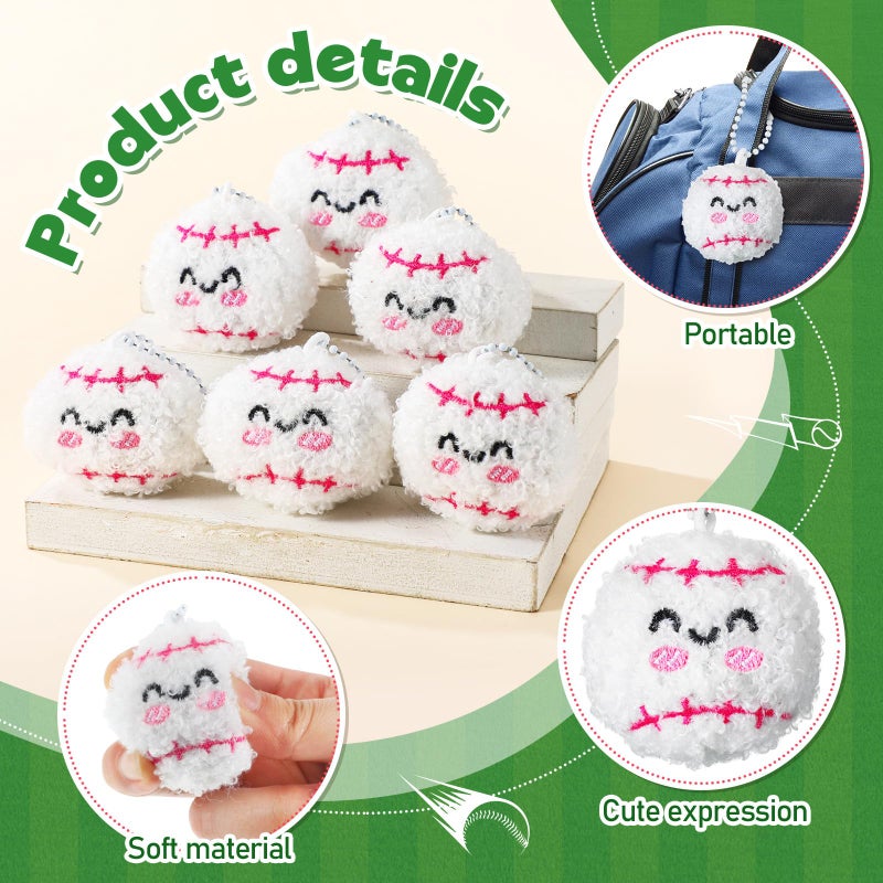 Simgoing 15 Pcs Baseball Keychain Gift Bulk Mini Plush Ball Prizes Funny Sports Players Team Party Favors Gifts for Group - Image 3