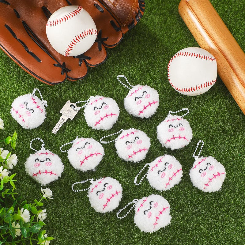 Simgoing 15 Pcs Baseball Keychain Gift Bulk Mini Plush Ball Prizes Funny Sports Players Team Party Favors Gifts for Group - Image 4