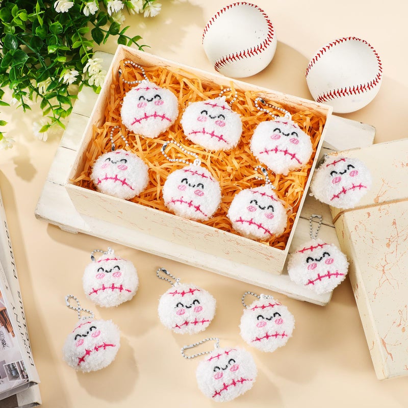Simgoing 15 Pcs Baseball Keychain Gift Bulk Mini Plush Ball Prizes Funny Sports Players Team Party Favors Gifts for Group - Image 5