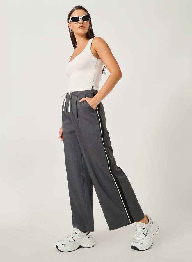 Styli Side Tape Double Boxer Waistband Wide Leg Tailored Pants  - Image 1