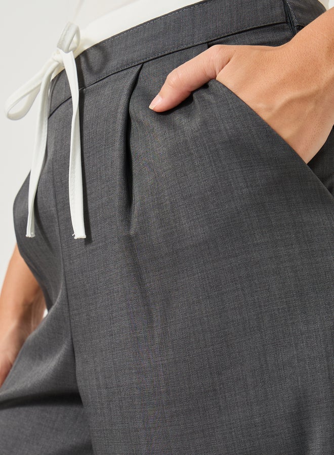 Styli Side Tape Double Boxer Waistband Wide Leg Tailored Pants  - Image 3