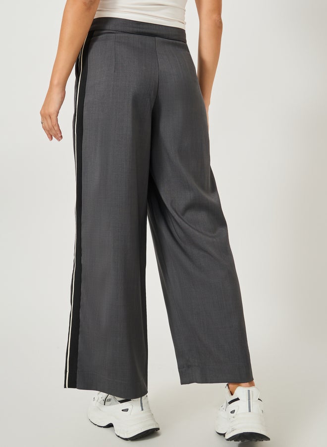 Styli Side Tape Double Boxer Waistband Wide Leg Tailored Pants  - Image 4