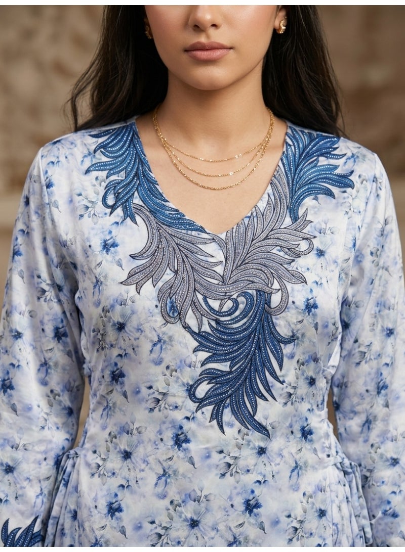 BHNS Ready-made embroidered abayas 2026 with embroidered headscarf, new Gulf-style abayas, two-piece elegant women's abayas for girls, trendy soft silk abayas, women's shirts for girls, Saudi, Kuwaiti, Emirati, abayas for Eid and special occasions, abayas for Eid and special occasions, luxurious abayas for special occasions, royal, suitable as gifts, Qarqee'an dress for women (jalabiyas - women's shirts) - Image 5
