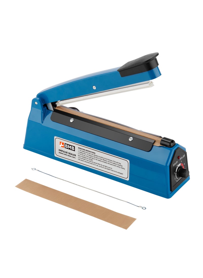 BMB tools - Electric Impulse Sealer Machine with BS Plug - 200mm, 300W - Manual Bags Sealing Machine with 8 Adjustable Temperature Levels for Quick Heating - Ideal for Plastic PP, PE Bags, Pouches, Food Packaging, and Small Business Use - Image 1