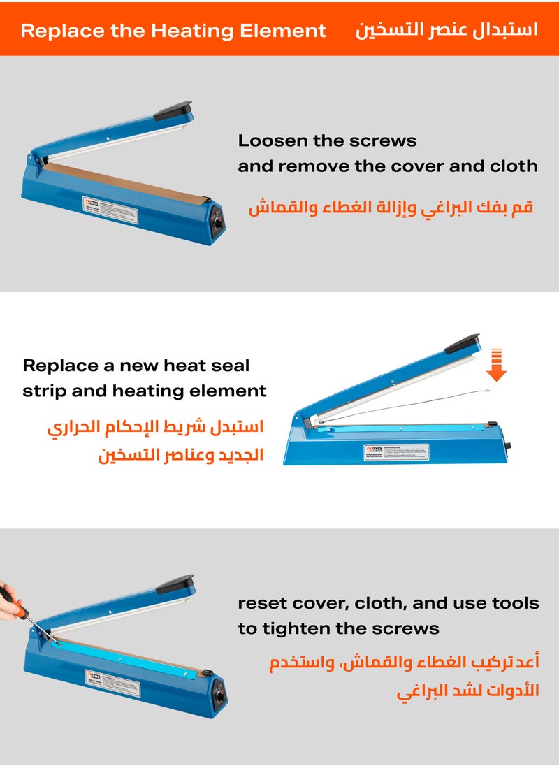 BMB tools - Electric Impulse Sealer Machine with BS Plug - 200mm, 300W - Manual Bags Sealing Machine with 8 Adjustable Temperature Levels for Quick Heating - Ideal for Plastic PP, PE Bags, Pouches, Food Packaging, and Small Business Use - Image 1
