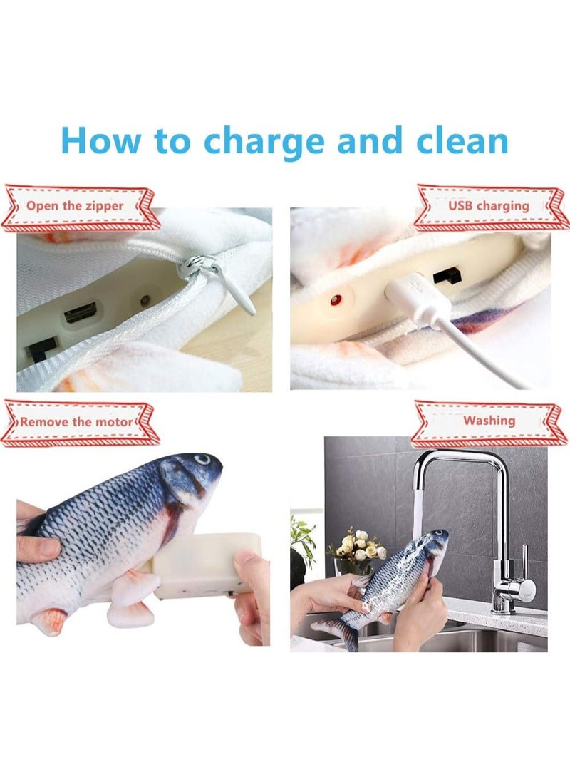 FDTY Cat Toys Flopping Fish with , Moving Cat Toy Interactive for Indoor Cats, Kitten Kicker Floppy Dog Toy, Electric Realistic Plush Wiggle Fish for Kitty Exercise - Image 3