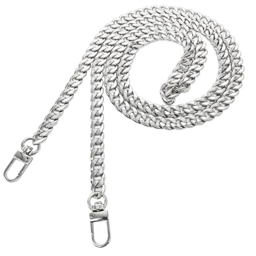 Model Worker DIY Iron Flat Chain Strap Handbag Chains Purse Chain Straps Shoulder Cross Body Replacement Straps with Metal Buckles (47", Silver) - Image 1