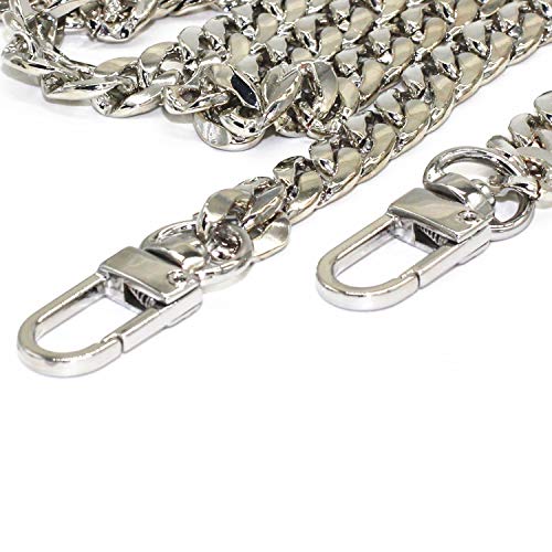 Model Worker DIY Iron Flat Chain Strap Handbag Chains Purse Chain Straps Shoulder Cross Body Replacement Straps with Metal Buckles (47", Silver) - Image 4