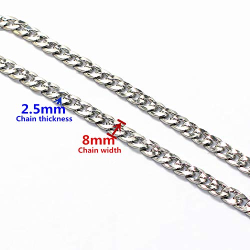 Model Worker DIY Iron Flat Chain Strap Handbag Chains Purse Chain Straps Shoulder Cross Body Replacement Straps with Metal Buckles (47", Silver) - Image 2