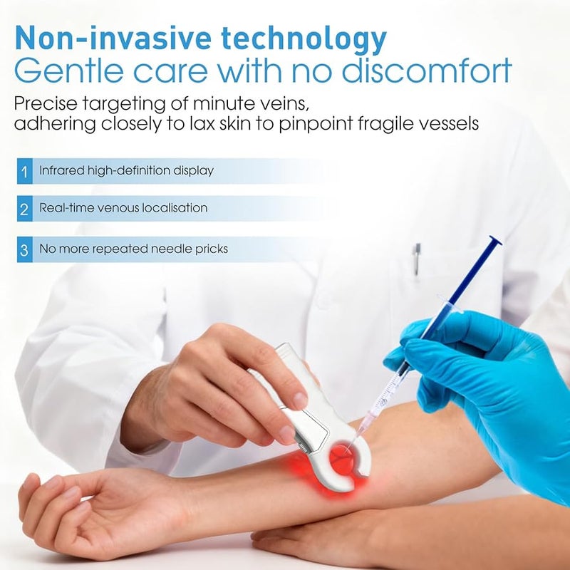 JPWDDWYT Rechargeable Vein Finder Viewer for IV Access Phlebotomy for Nurse Clinics Homes Use，Vein Finder Light for Various Skin People LED Vein Viewer (White) - Image 4