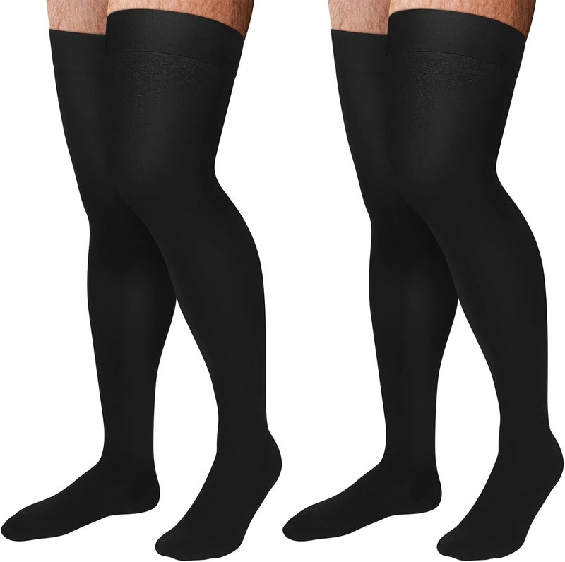 Supervitae 2 Pairs Thigh High Compression Socks for Men & Women 30-40 mmHg Extra Firm Compression Stockings Closed Toe 30-40 mmHg Thigh High Socks for Swelling Edema Men and Women/Black - Image 2