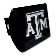 Texas AM University Aggies Black with Chrome ATM Emblem NCAA College Sports Metal Trailer Hitch Cover Fits 2 Inch Auto Car Truck Receiver