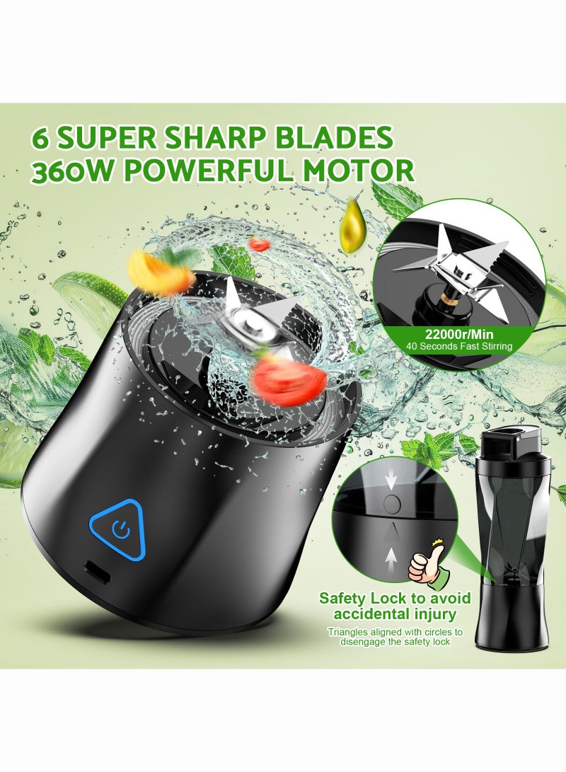 موندا خلاط 700 مل خلاط سموثي بطارية 6000 مللي أمبير في الساعة صانع سموثي مع 6 شفرات خلاط محمول ومعالج طعام وخلاط خلاط صغير مع غطاء سفر للمكتب والصالة الرياضية والمطبخ - Image 3