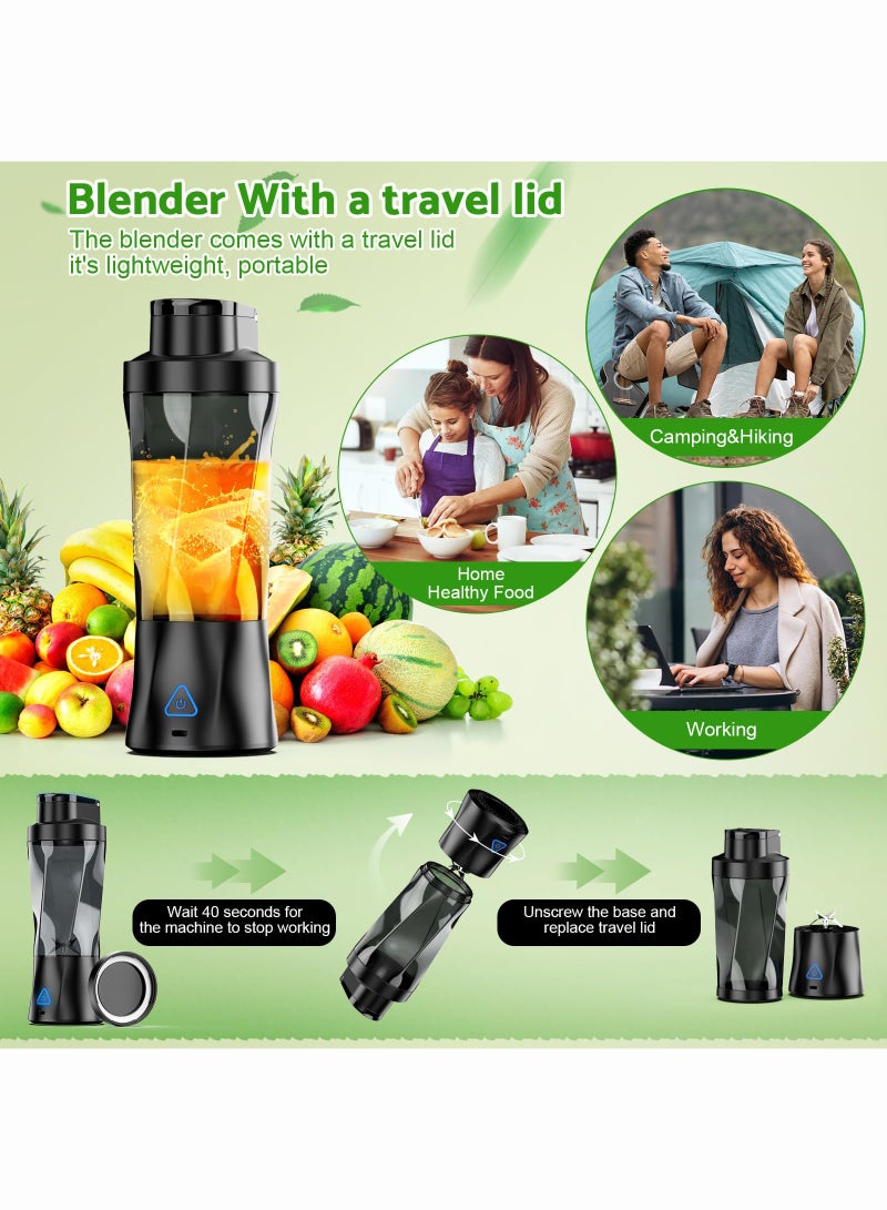 موندا خلاط 700 مل خلاط سموثي بطارية 6000 مللي أمبير في الساعة صانع سموثي مع 6 شفرات خلاط محمول ومعالج طعام وخلاط خلاط صغير مع غطاء سفر للمكتب والصالة الرياضية والمطبخ - Image 4