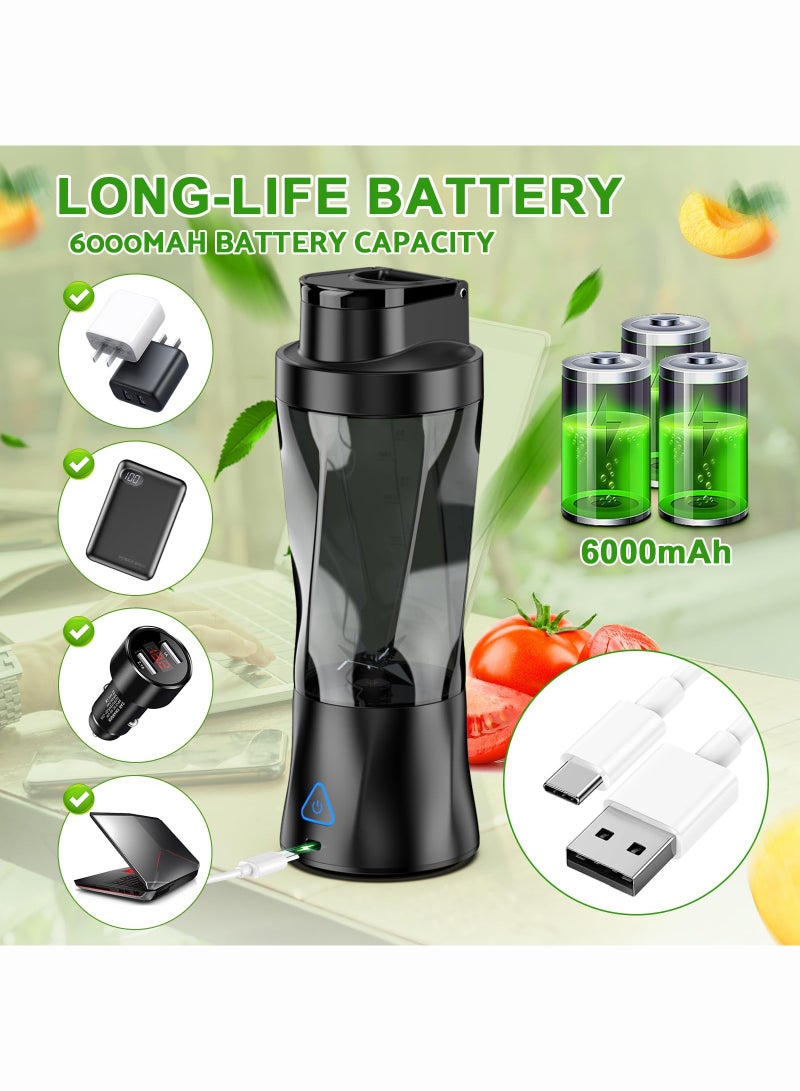 موندا خلاط 700 مل خلاط سموثي بطارية 6000 مللي أمبير في الساعة صانع سموثي مع 6 شفرات خلاط محمول ومعالج طعام وخلاط خلاط صغير مع غطاء سفر للمكتب والصالة الرياضية والمطبخ - Image 5