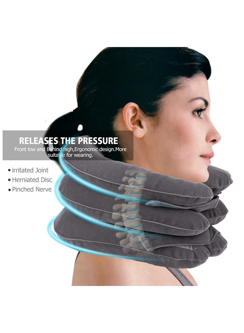 general 3-Layer Flocked Inflatable Neck Brace - Adjustable Cervical Traction Collar for Neck Pain Relief Portable Neck Support Brace - Image 3