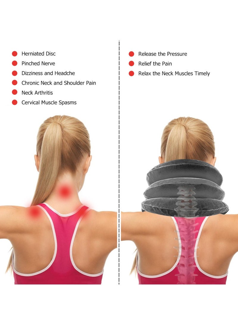 general 3-Layer Flocked Inflatable Neck Brace - Adjustable Cervical Traction Collar for Neck Pain Relief Portable Neck Support Brace - Image 5