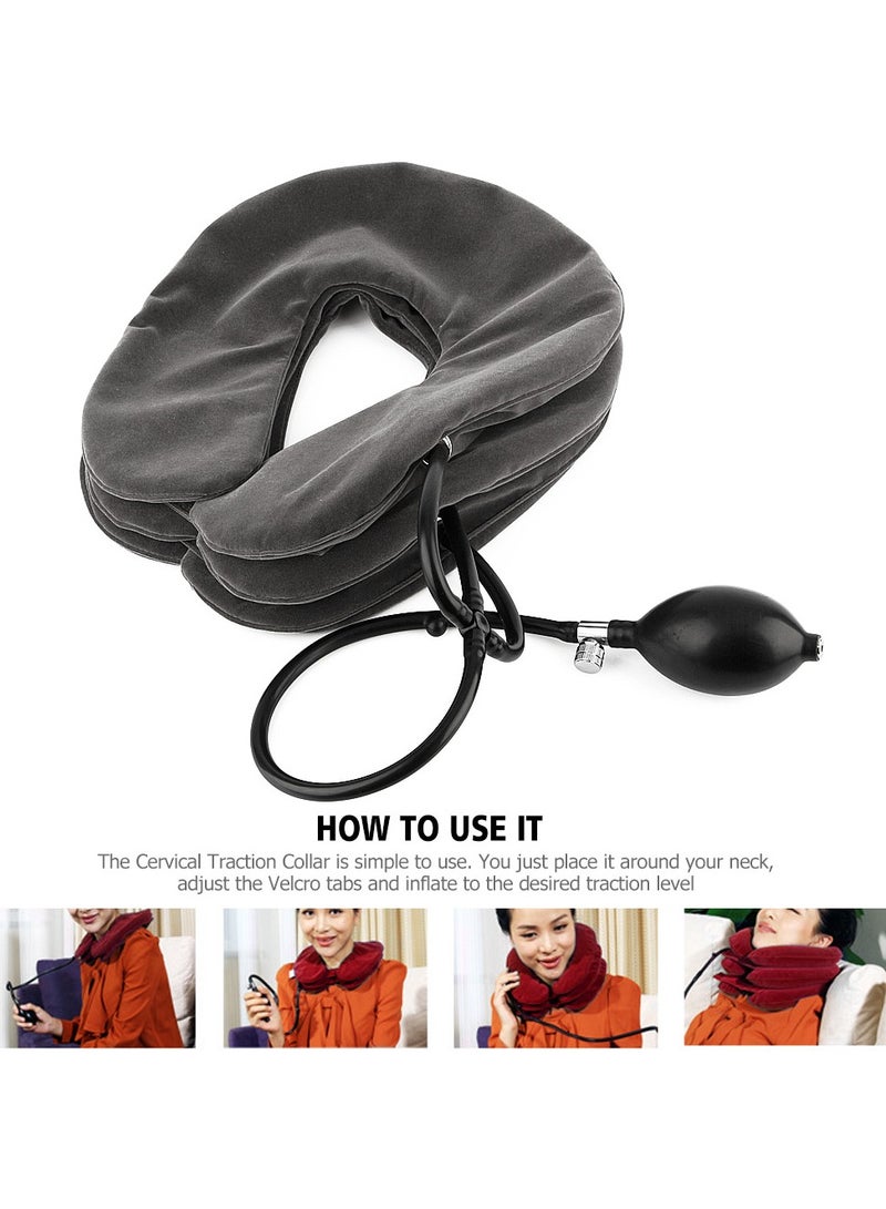 general 3-Layer Flocked Inflatable Neck Brace - Adjustable Cervical Traction Collar for Neck Pain Relief Portable Neck Support Brace - Image 4