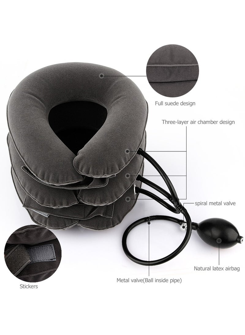 general 3-Layer Flocked Inflatable Neck Brace - Adjustable Cervical Traction Collar for Neck Pain Relief Portable Neck Support Brace - Image 2