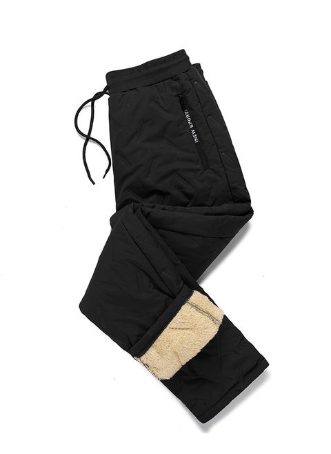 Men's Winter Fleece Sweatpants Sherpa Lined Drawstring Jogger Trousers L