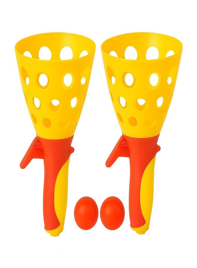 HARSHIV Click & Catch Twin Ball Game for Kids | Pop & Catch Toy Set with 2 Launchers & 2 Balls | Indoor & Outdoor Sports Toy | Age 3+ (Multiple Colors) (Yellow) - Image 3
