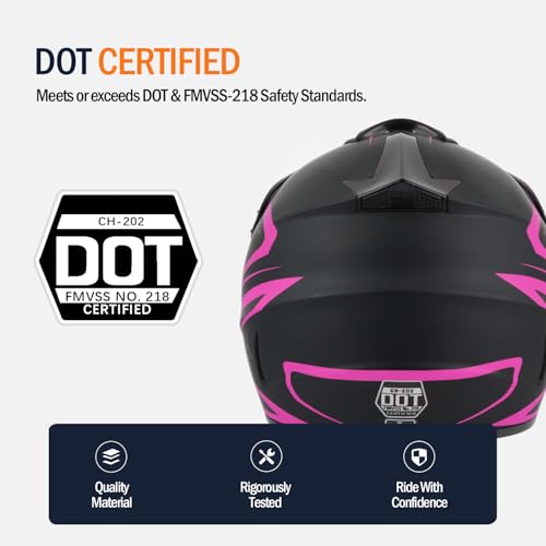 TTMiku Youth Kids Dirt Bike Helmet Motocross ATV Dirtbike BMX MX Go-Kart 4-Wheeler Quad Offroad Motorcycle Helmet Goggles Gloves Mask DOT Certified, Pink, Small - Image 4