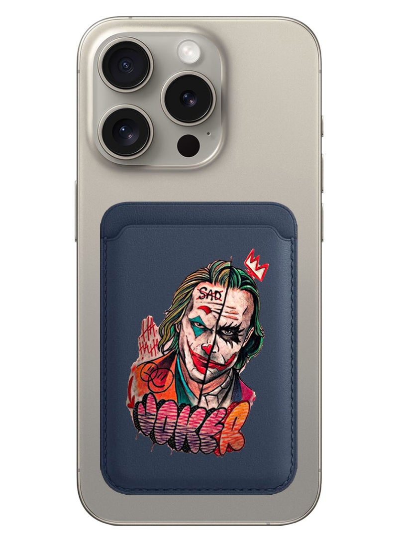 Theodor Magnetic Wallet, Compatible with MagSafe Wallet, for iPhone Wallet, for iPhone 16/15/14/13/12 Series, Not for iPhone 13/12 mini, 3 Card Holder, Vegan Leather, Navy - Joker  - Image 1