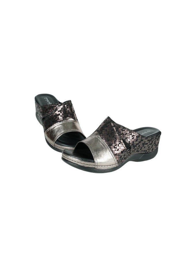 Michelle Morgan 092-2879 Michelle Morgan Ladies Wedge Heel Sandals 2407-30 Pewter - Image 3