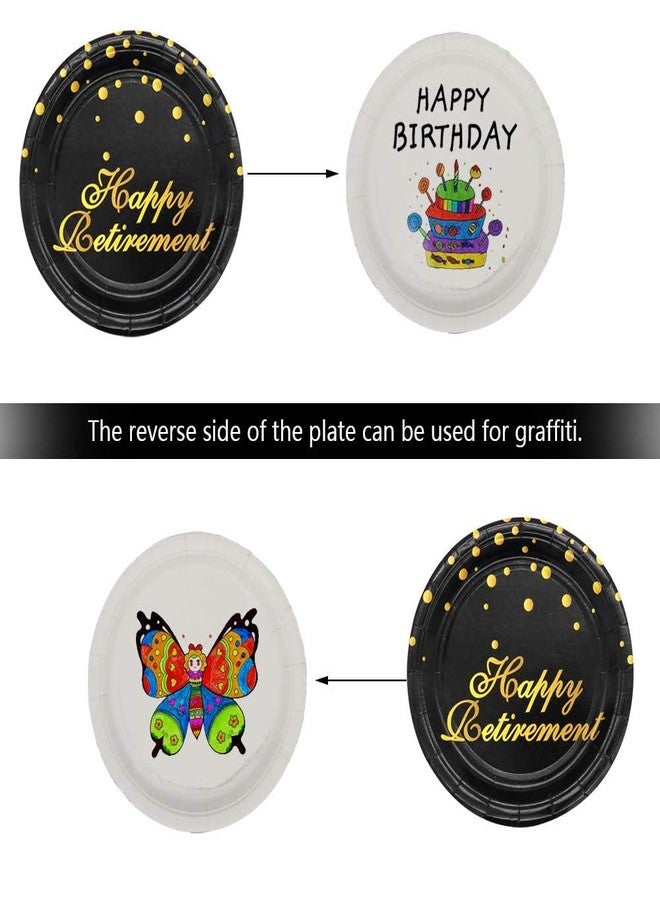 Pandecor Retirement Party Supplies,48 PCS Happy Retirement Disposable 7 Inch Paper Plates Dessert Plates - Image 4