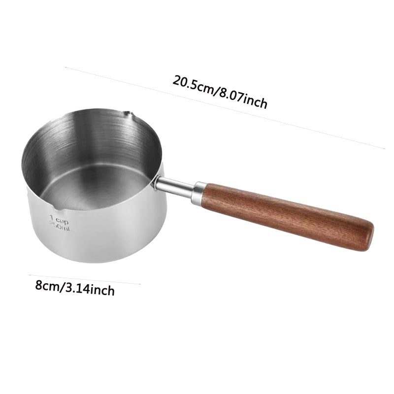 BinaryABC Mini Sauce Pan Cooking Pot, Stainless Steel with Pour Spout, 250ml - Image 2