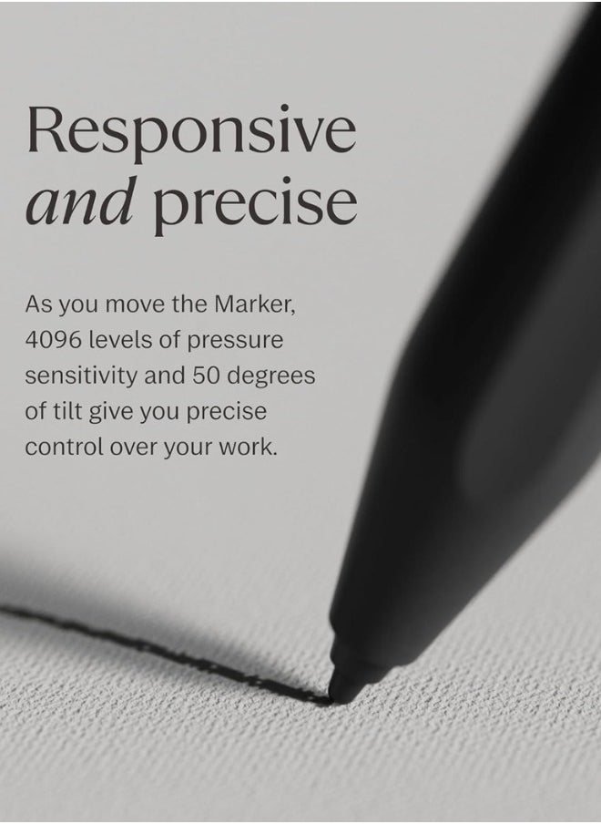 Remarkable - reMarkable Marker Plus for reMarkable 2 with Eraser | 9 Felt Replacement Tips | Tilt Sensitivity and 4096 Levels of Pressure Sensitivity | - Image 1