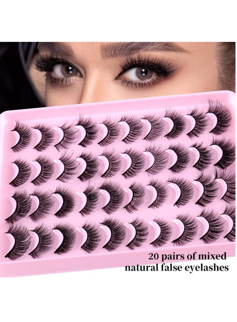 mixed natural false eyelashes extension false 20 pairs
