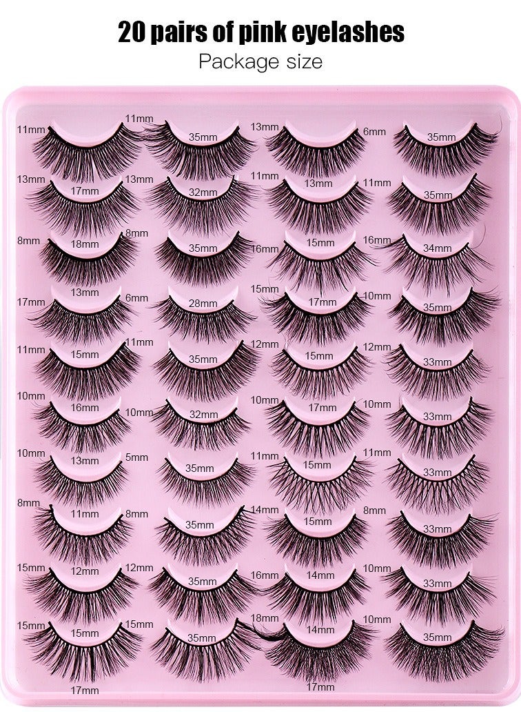 mixed natural false eyelashes extension false 20 pairs