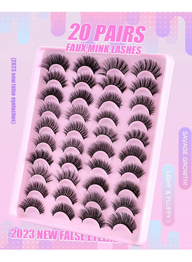 mixed natural false eyelashes extension false 20 pairs
