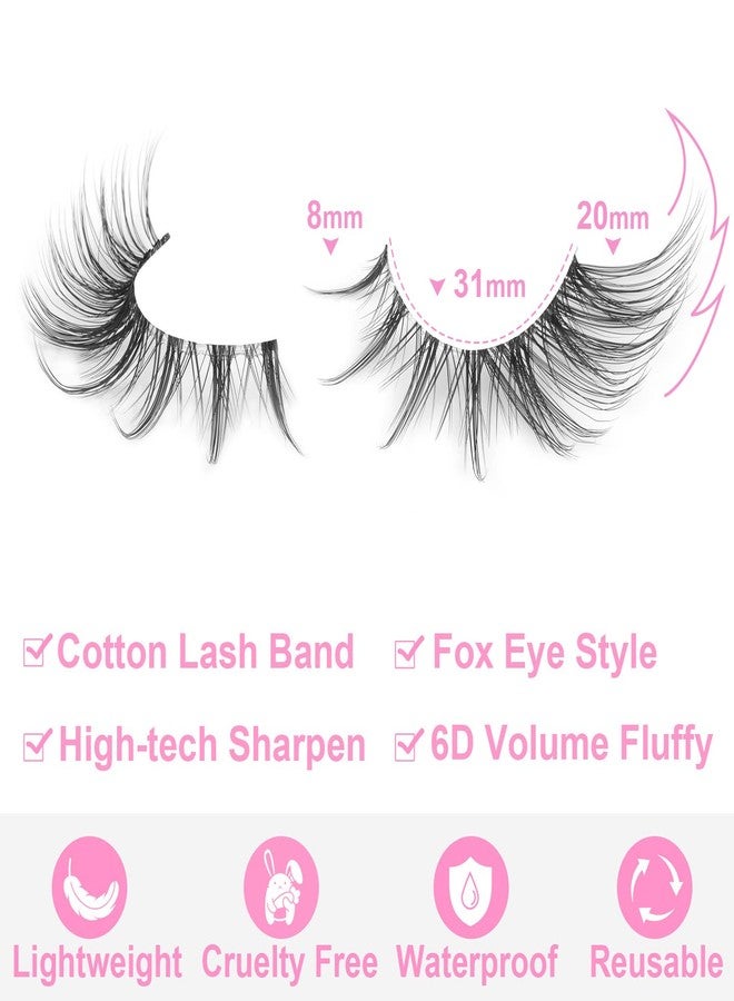 Kiromiro Manga Lashes Fox Eye False Eyelashes Natural Look Faux Mink Lashes Wispy Clear Band Spiky Cat Eye Strip Eyelashes Pack, 7 Pairs - Image 2